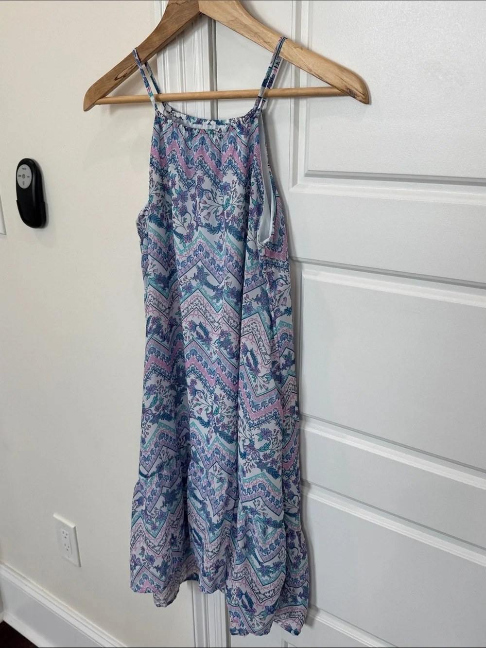 Girl’s Midi Dress Paisley Floral Design Spaghetti Strap sz XXL (16) Purple Blue